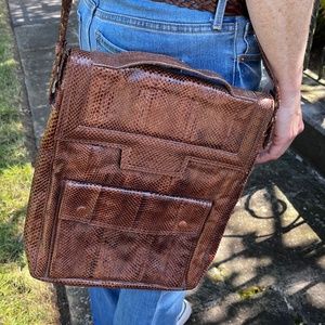 Delicious, Chocolate Brown, Snake crossbody purse  with suede lining